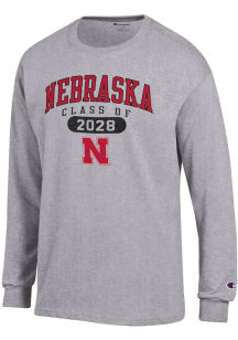 Champion Nebraska Cornhuskers Grey Class of 2028 Jersey Long Sleeve T Shirt
