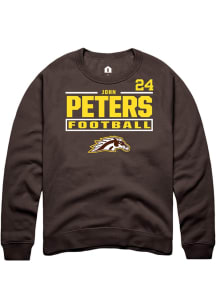John Peters Western Michigan Broncos Mens Brown Football NIL Stacked Box Player Crew