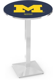 Michigan Wolverines Chrome Square Base Pub Table