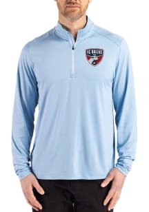 Cutter and Buck FC Dallas Mens Light Blue Coastline Long Sleeve Qtr Zip Pullover