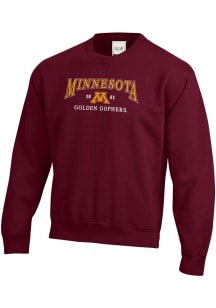 Minnesota Golden Gophers Mens Maroon Embroidered Long Sleeve Crew Sweatshirt