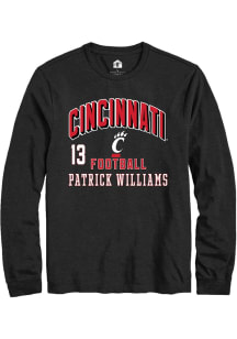Patrick Williams Cincinnati Bearcats Black Football NIL Arch Logo Long Sleeve Player T Shirt