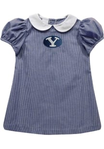 Vive La Fete BYU Cougars Toddler Girls Blue Gingham Collar Short Sleeve Dress