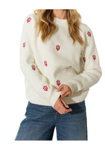 Indiana Hoosiers Womens White Mini Icon Long Sleeve Sweater