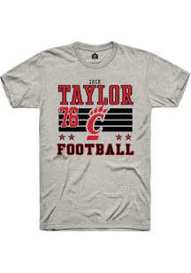 Zach Taylor Cincinnati Bearcats Ash Football NIL Striped Short Sleeve Player T Shirt