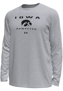 Under Armour Iowa Hawkeyes Grey Straight Name Tech Stretch Long Sleeve T-Shirt
