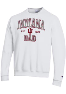 Champion Indiana Hoosiers Mens White Est Date Dad Powerblend Long Sleeve Crew Sweatshirt