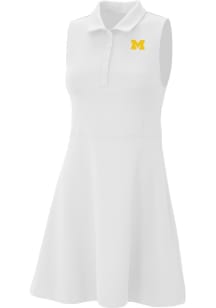 Columbia Michigan Wolverines Womens White Heat Seal Match Short Sleeve Dress