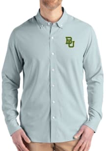Cutter and Buck Baylor Bears Mens Green Epic Confidence Pinstripe Long Sleeve Dress Shirt