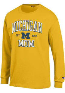 Champion Michigan Wolverines Yellow EST Date Mom Jersey Long Sleeve T Shirt