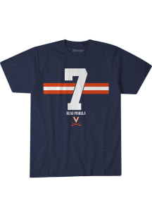 Beau Pribula Virginia Cavaliers Navy Blue Name Number Stripe Short Sleeve Fashion Player T Shirt