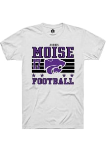 Adonis Moise K-State Wildcats White Football NIL Striped Short Sleeve Player T Shirt