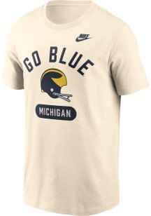 Nike Michigan Wolverines White Football Legacy Mascot Football Helmet Short Sleeve T Shirt