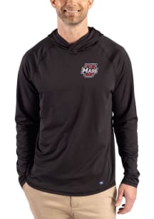 Cutter and Buck Massachusetts Minutemen Mens Black Prospect Eco Long Sleeve Hoodie