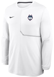 Nike UConn Huskies White Dri-Fit Coach Long Sleeve T Shirt