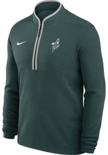 Nike Michigan State Spartans Mens Green Sparty Playing Basketball Long Sleeve Qtr Zip Pullover