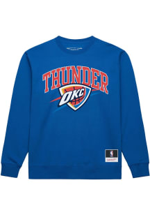 Mitchell and Ness Oklahoma City Thunder Mens Blue Nostalgia Long Sleeve Crew Sweatshirt