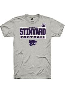 Serious Stinyard K-State Wildcats Ash Football NIL Stacked Box Short Sleeve Player T Shirt