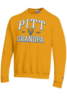 Champion Pitt Panthers Mens Gold Est. Date Grandpa Powerblend Long Sleeve Crew Sweatshirt