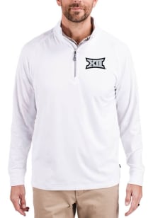 Cutter and Buck Big 12 Mens White Adapt Eco Knit Long Sleeve Qtr Zip Pullover
