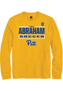 Lola Abraham Pitt Panthers Gold NIL Stacked Box Long Sleeve Player T Shirt