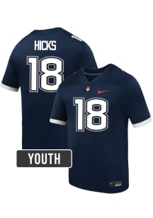 Kylish Hicks UConn Huskies Youth Navy Blue Nike NIL Name And Number Football Jersey