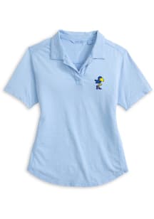 Johnnie O Kansas Jayhawks Womens Light Blue Coastal Wash Short Sleeve Polo Shirt