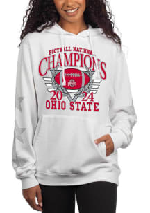 Ohio State Buckeyes Womens White 2024 CFP National Champions Hooded Sweatshirt