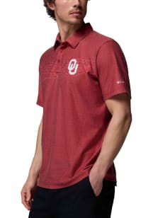 Columbia Oklahoma Sooners Mens Crimson Thistletown Hills Short Sleeve Polo