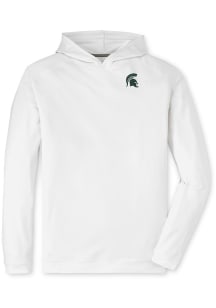 Peter Millar Michigan State Spartans Mens White Pine Melange Performance Long Sleeve Hoodie
