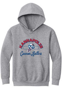 Summit Sportswear Kannapolis Cannon Ballers Youth Grey Vintage Arch Script Long Sleeve Hoodie