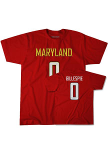 Ja'Kobi Gillespie Maryland Terrapins Red Name and Number Short Sleeve Fashion Player T Shirt