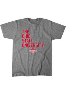 BreakingT Ohio State Buckeyes Grey Football 2024 THE Football National Champions Short Sleeve Fash..