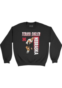 Teraya Sigler  Campus Ink Nebraska Cornhuskers Youth Black Illustrated Crew Long Sleeve Crew Sweat..