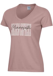 Gear For Sports Minnesota Golden Gophers Womens Pink Varsity Script Short Sleeve T-Shirt