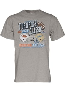 Blue 84 Tulsa Golden Hurricane Grey Heather Football vs Oklahoma State Cowboys Short Sleeve T Shir..