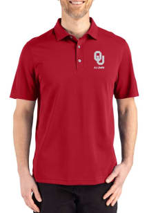 Cutter and Buck Oklahoma Sooners Mens Crimson Alumni Advantage Refresh Short Sleeve Polo