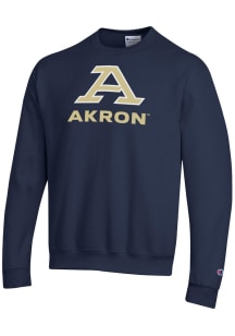 Champion Akron Zips Mens Navy Blue Powerblend Long Sleeve Crew Sweatshirt