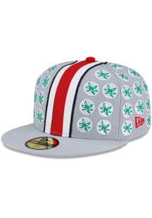 New Era Ohio State Buckeyes Mens Grey Helmet Head 59FIFTY Fitted Hat