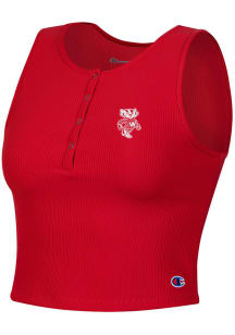 Champion Wisconsin Badgers Womens Red Ottoman Henley Tank Top