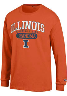 Champion Illinois Fighting Illini Orange Pill Box Grandma Jersey Long Sleeve T Shirt