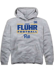 Emory Fluhr Rally Pitt Panthers Youth NIL Stacked Box Long Sleeve Player Hoodie Grey