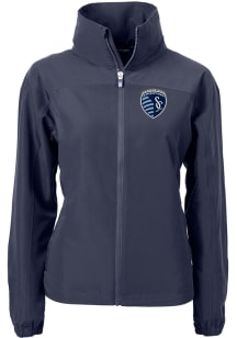 Cutter and Buck Sporting Kansas City Womens Navy Blue Charter Eco Light Weight Jacket