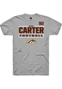 Gian Carter Western Michigan Broncos Grey Football NIL Stacked Box Short Sleeve Player T Shirt