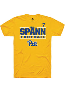 Deuce Spann Pitt Panthers Gold Football NIL Stacked Box Short Sleeve Player T Shirt