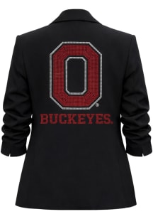 Ohio State Buckeyes Womens Black Primary Blazer Ruched Medium Weight Jacket