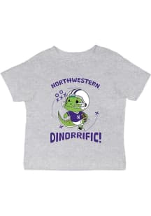 Vive La Fete Northwestern Wildcats Infant Dino-Riffic Short Sleeve T-Shirt Grey