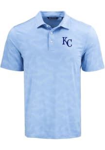Cutter and Buck Kansas City Royals Mens Light Blue Camo Print Short Sleeve Polo