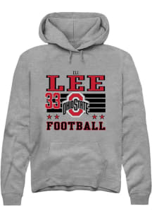 Eli Lee Ohio State Buckeyes Mens Grey Football NIL Striped Player Hood