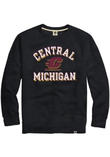 Rally Central Michigan Chippewas Mens Black Triblend Number One Design Long Sleeve Crew Sweatshirt